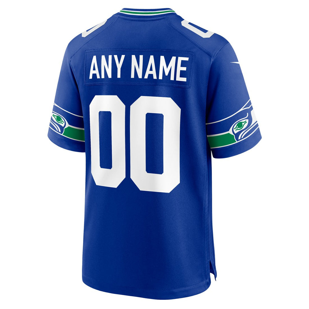 Seattle Seahawks Throwback Custom Jersey - Royal
