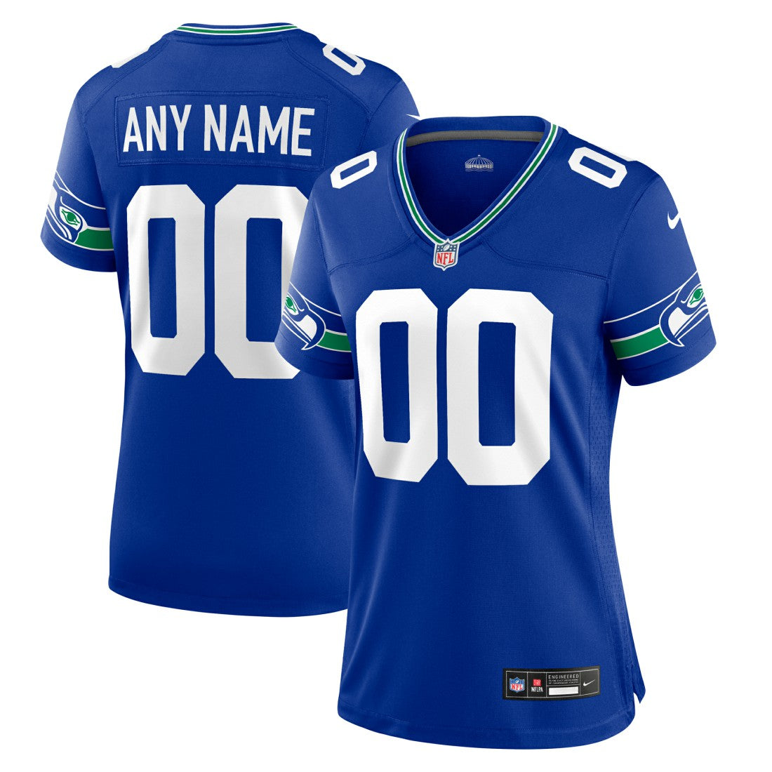 Seattle Seahawks Women's Throwback Custom Jersey - Royal
