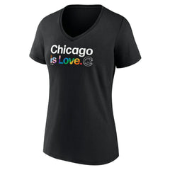 Chicago Cubs Women's City Pride V-Neck T-Shirt Black