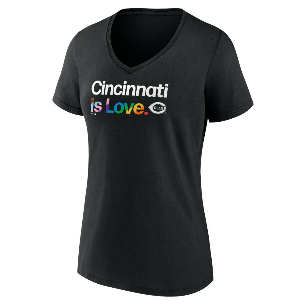 Cincinnati Reds Women's City Pride V-Neck T-Shirt Black