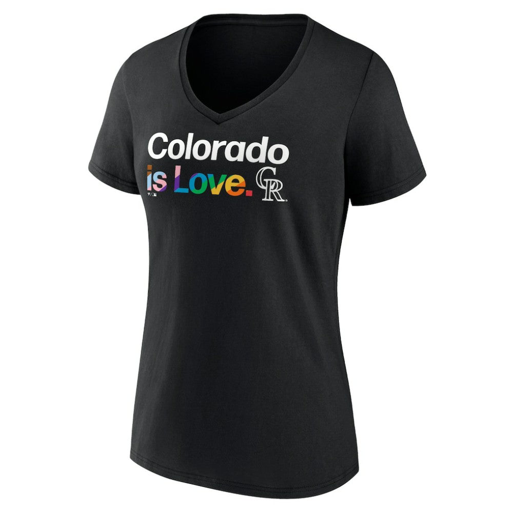 Colorado Rockies Women's City Pride V-Neck T-Shirt Black