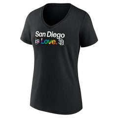 San Diego Padres Women's City Pride V-Neck T-Shirt Black