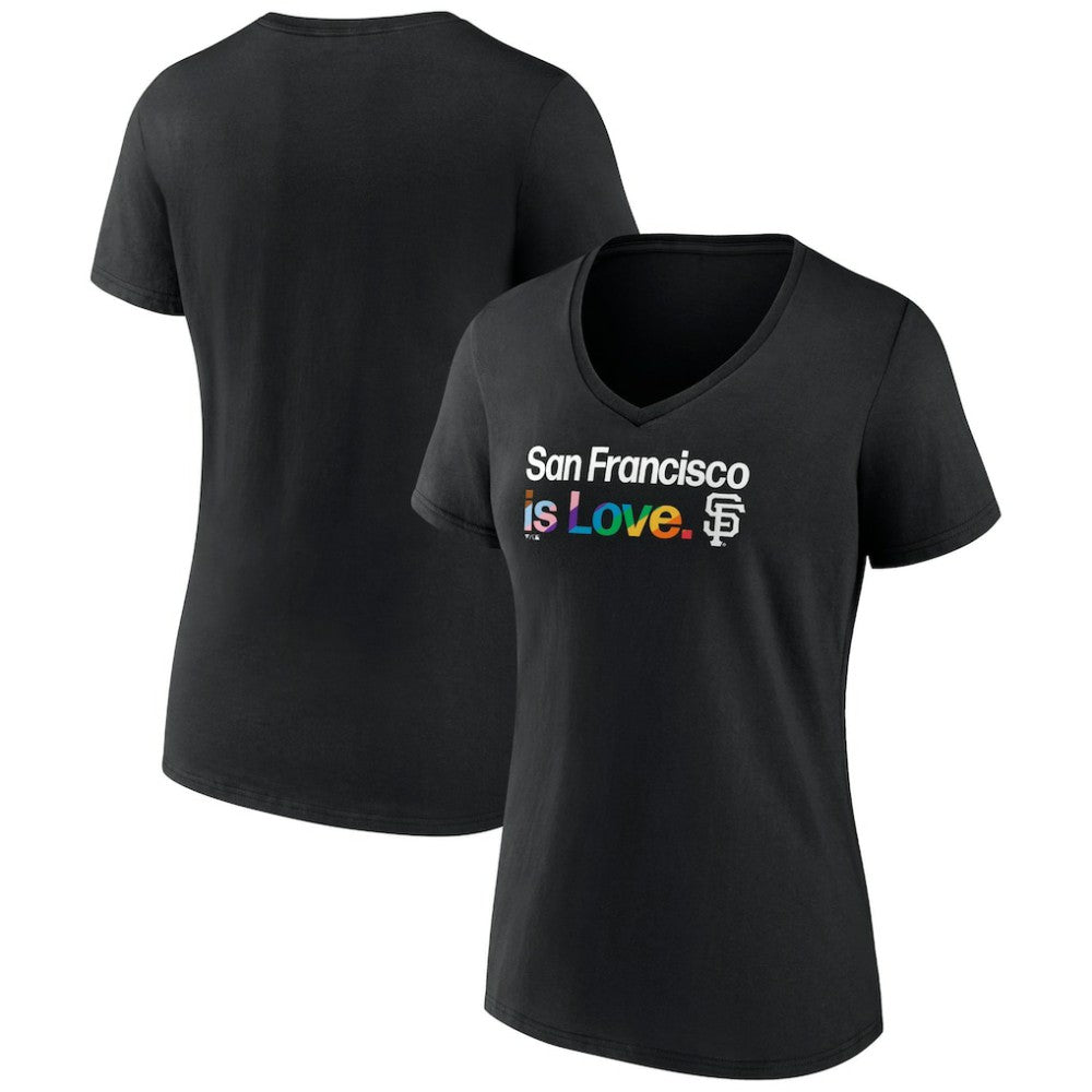 San Francisco Giants Women's City Pride V-Neck T-Shirt Black
