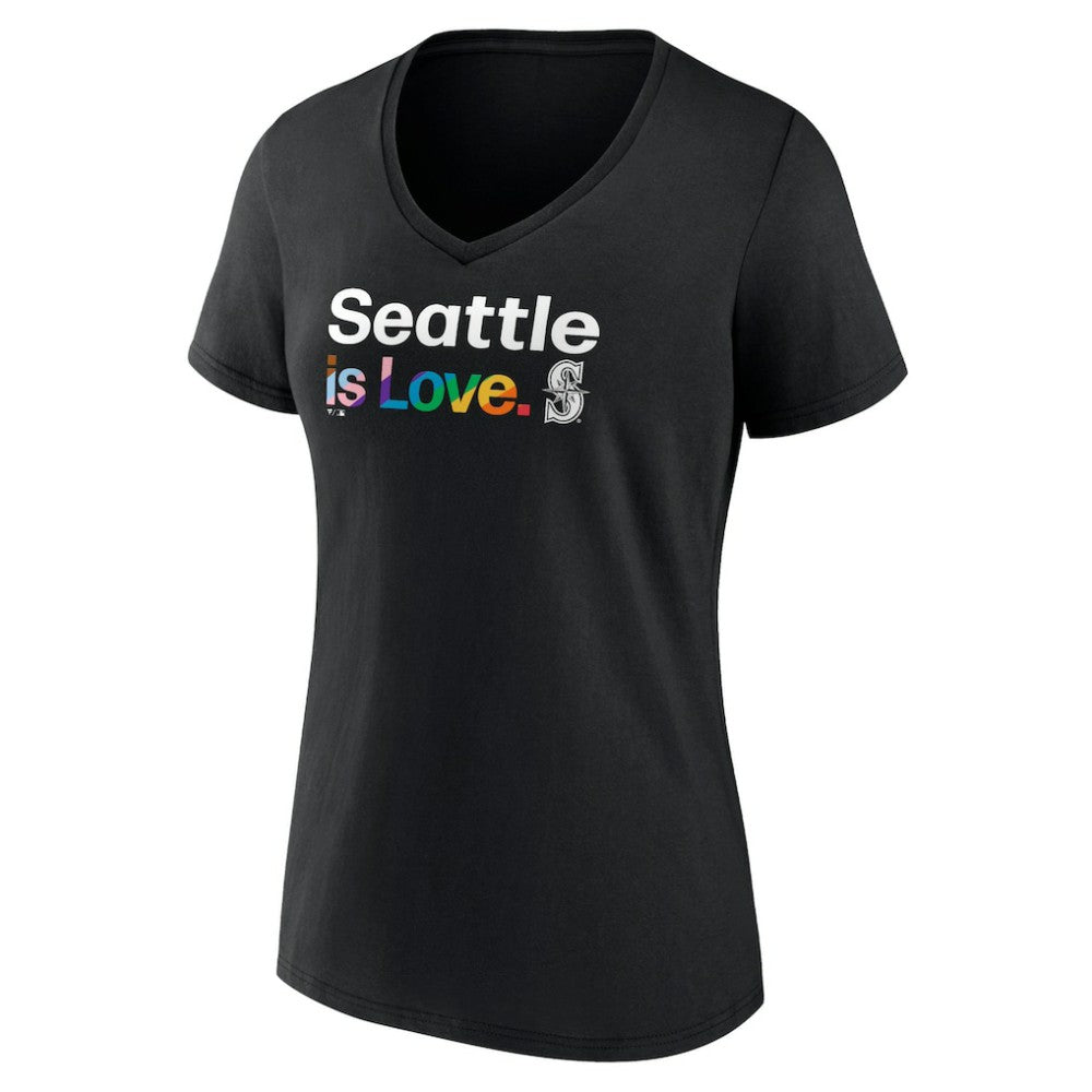 Seattle Mariners Women's City Pride V-Neck T-Shirt Black
