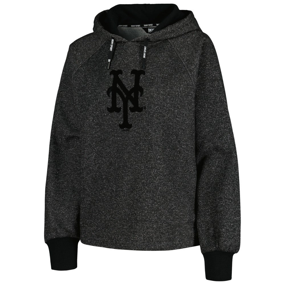 New York Mets DKNY Sport Women's Debbie Dolman Raglan Pullover Hoodie Black