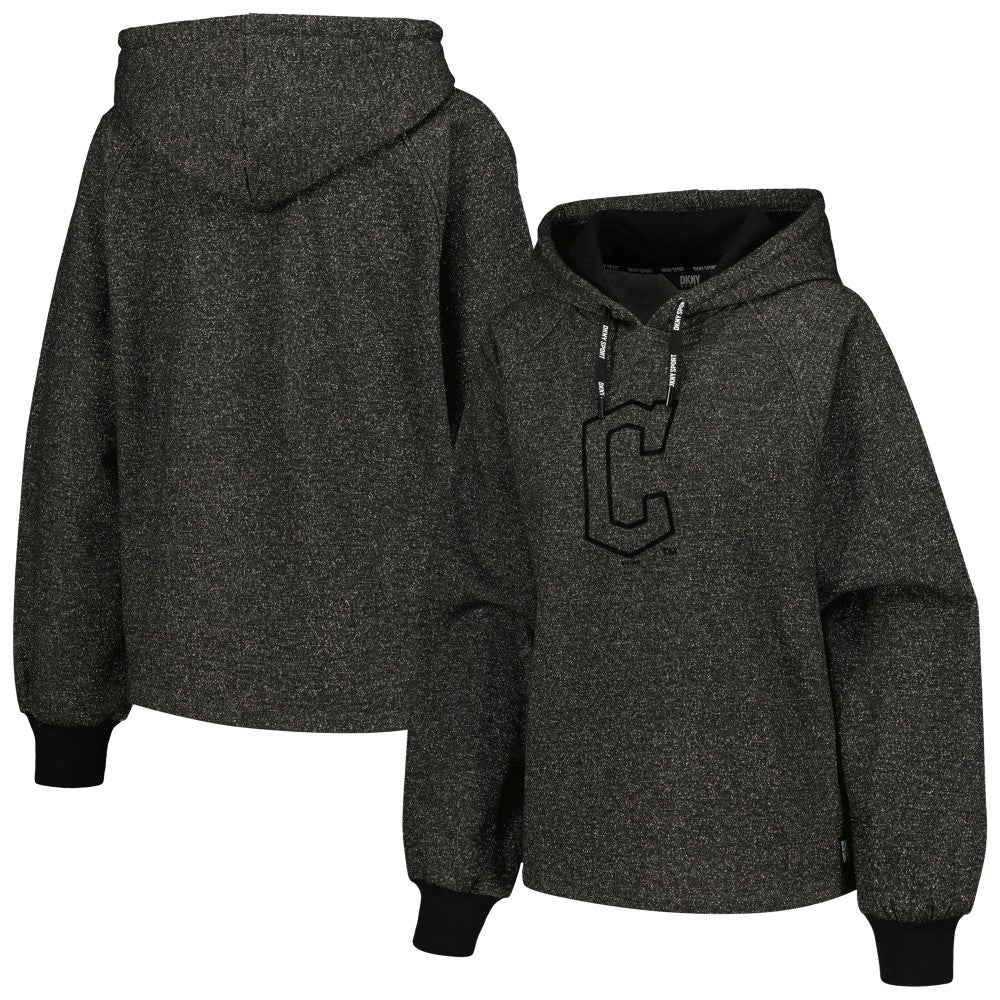 Cleveland Guardians DKNY Sport Women's Debbie Dolman Raglan Pullover Hoodie Black
