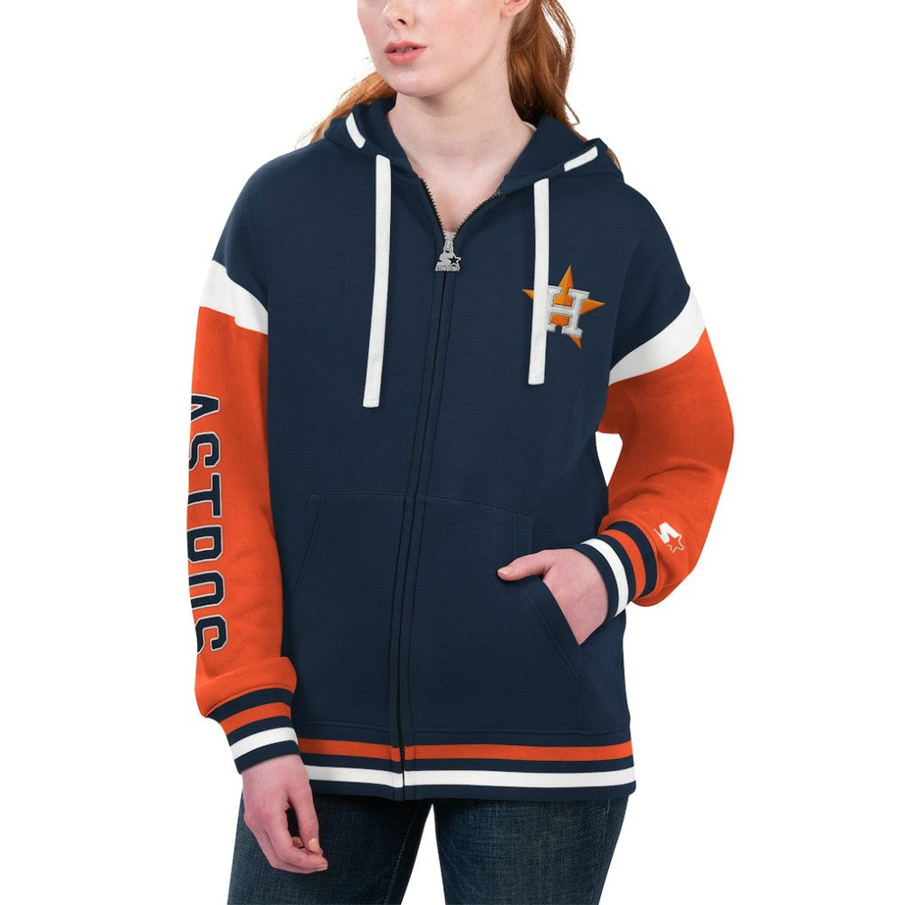 Houston Astros Starter Women's Homestretch Full-Zip Hoodie Navy