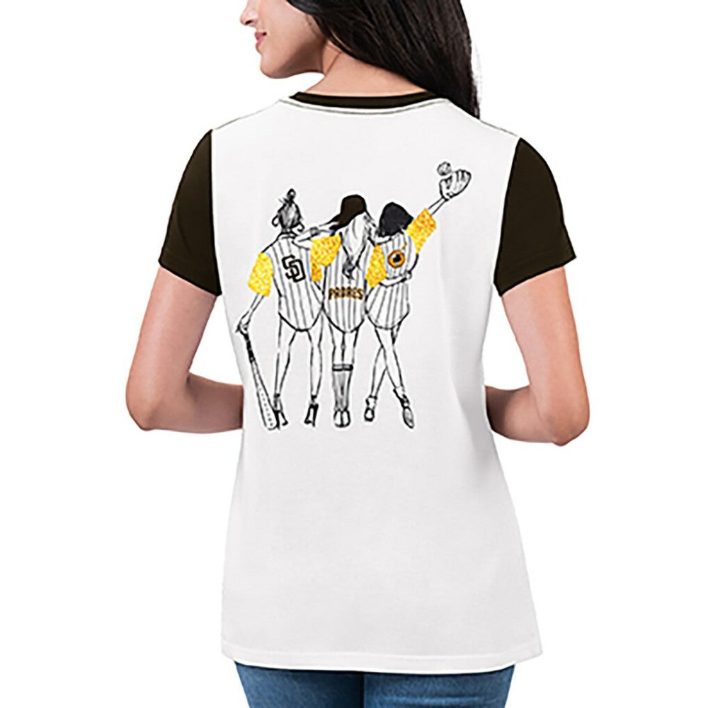 San Diego Padres G-III 4Her by Carl Banks Women's Illustration Ringer T-Shirt White