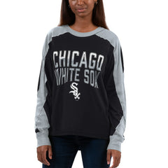 Chicago White Sox G-III 4Her by Carl Banks Women's Smash Raglan Long Sleeve T-Shirt Black/Silver
