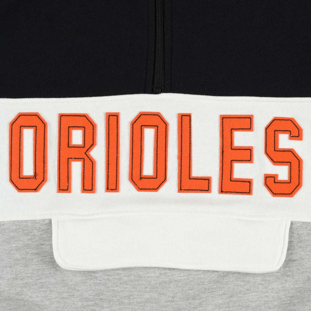 Baltimore Orioles Big & Tall Hoodie Half-Zip Sweatshirt Black/Heather Gray
