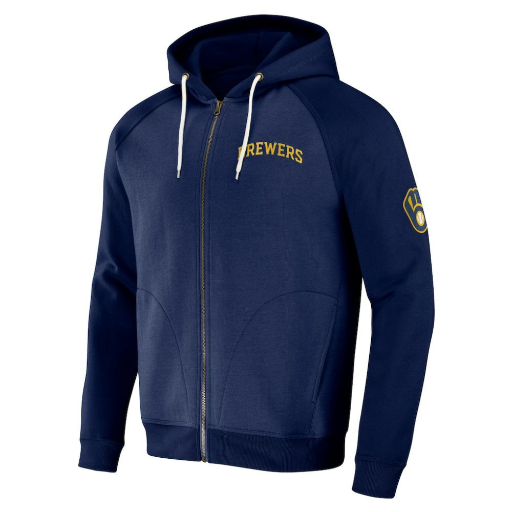 Milwaukee Brewers Darius Rucker Collection Raglan Full-Zip Hoodie Navy