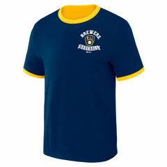 Milwaukee Brewers Darius Rucker Collection Two-Way Ringer Reversible T-Shirt Navy/Gold