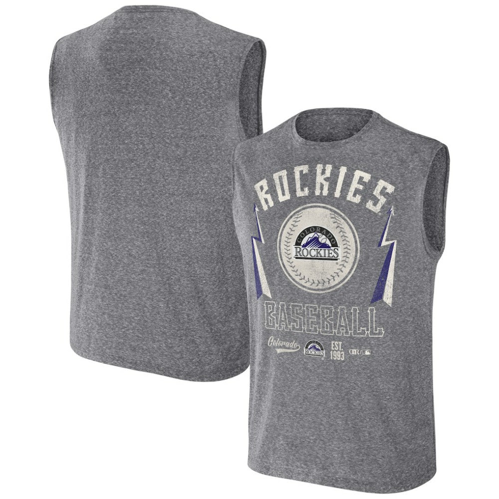 Colorado Rockies Darius Rucker Collection Relaxed-Fit Muscle Tank Top Charcoal