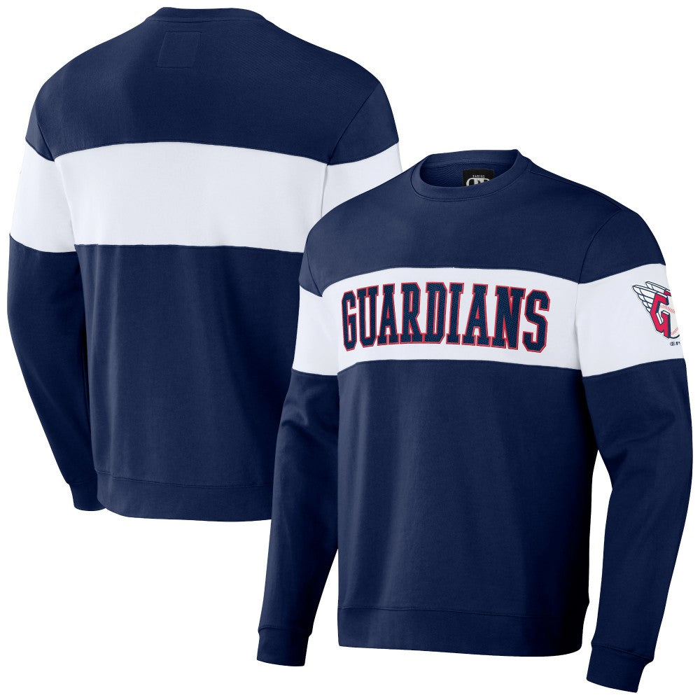 Cleveland Guardians Darius Rucker Collection Stripe Pullover Sweatshirt Navy
