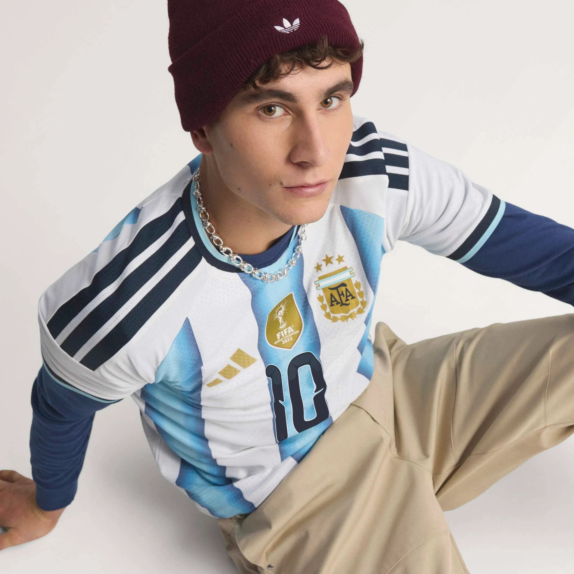 2026 Argentina Men's Authentic Home Messi #10 Soccer Jersey White / Icey Blue / Light Blue - Adidas