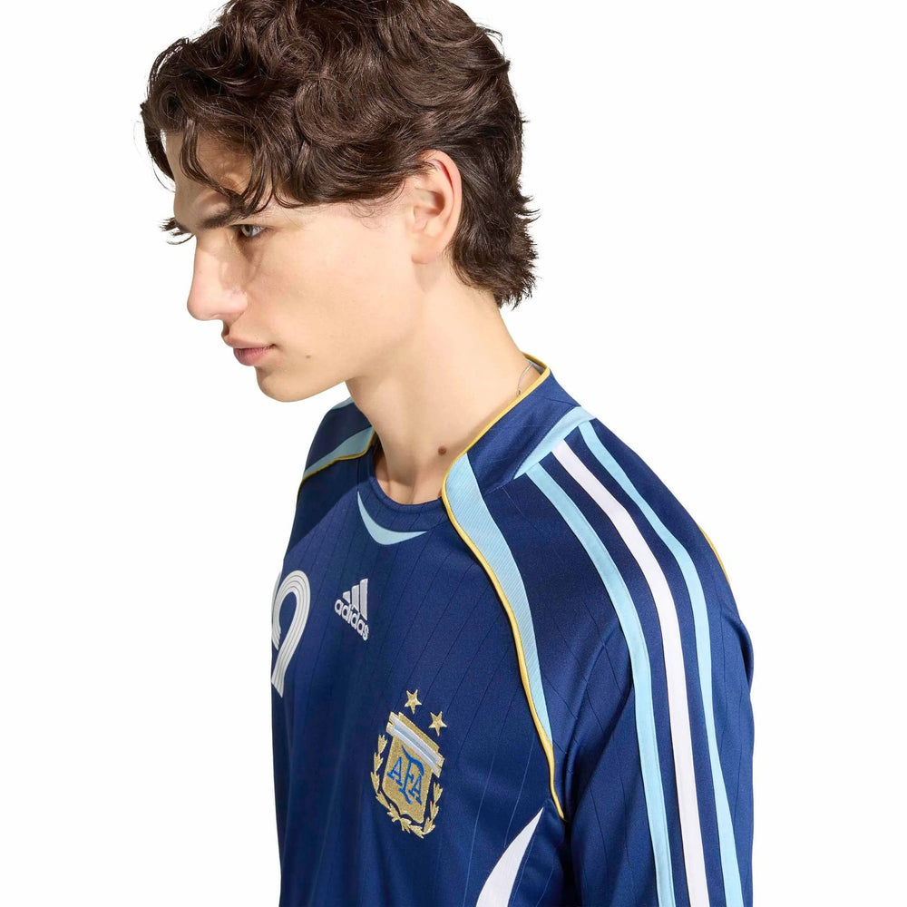 2006 Argentina Men's Retro Stadium Away Messi #19 Soccer Jersey Dark Blue - Adidas