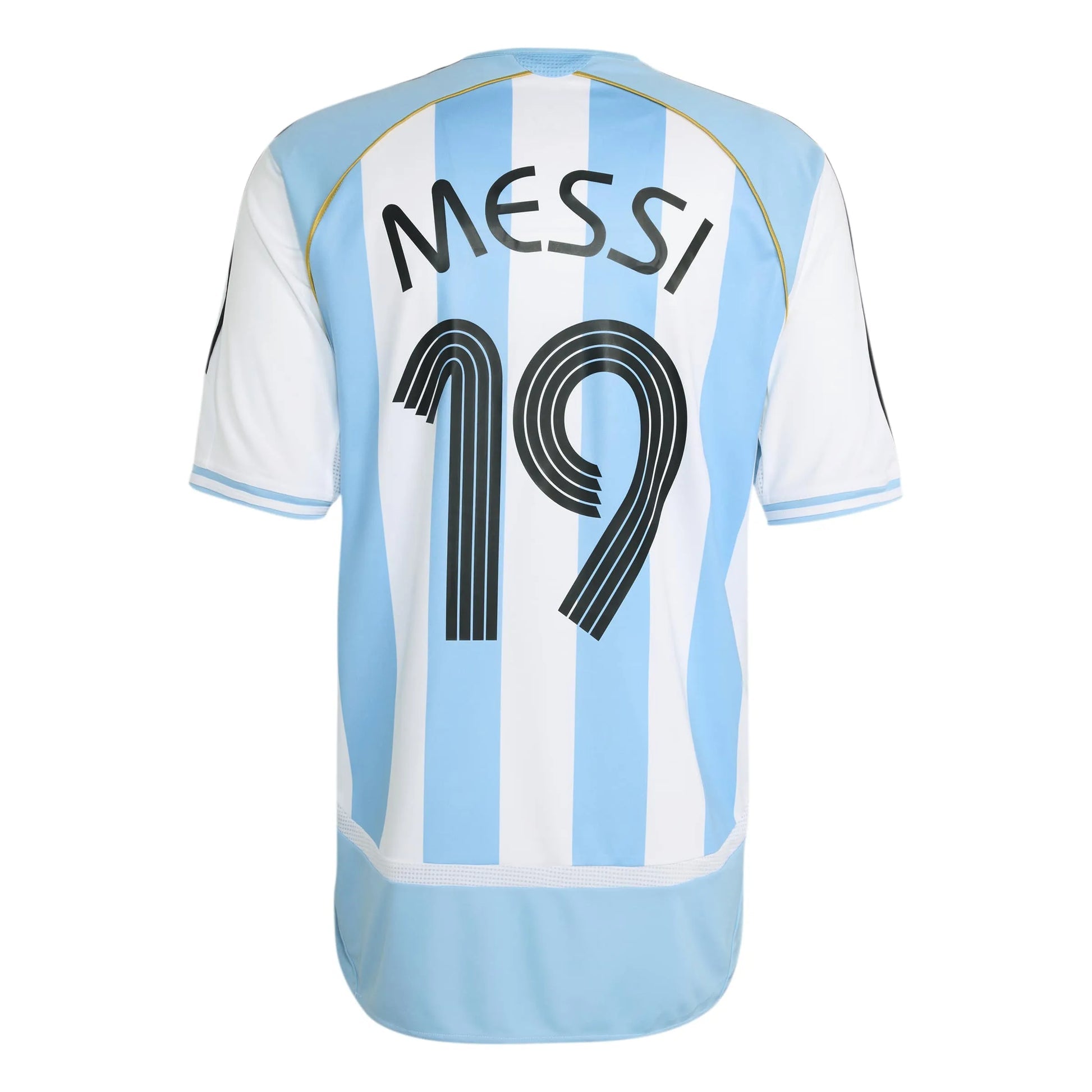 2006 Argentina Men's Retro Stadium Home Messi #19 Soccer Jersey White / Clear Blue - Adidas