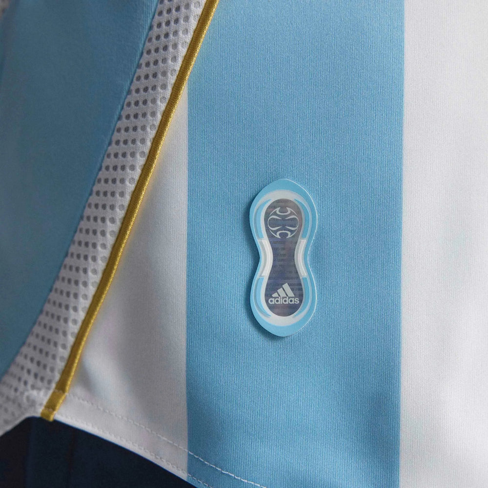 2006 Argentina Men's Retro Stadium Home Messi #19 Soccer Jersey White / Clear Blue - Adidas