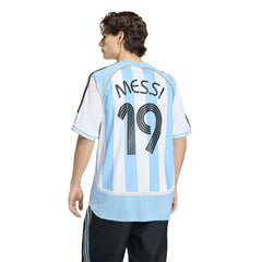 2006 Argentina Men's Retro Stadium Home Messi #19 Soccer Jersey White / Clear Blue - Adidas